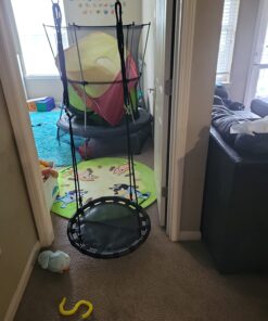 Sorbus Saucer Tree Swing - Kids Outdoor Disc Round Swing - 24" Heavy Duty 220lbs Seat - Easy Install Flying Saucer Web Circle Swing - Perfect for Gift, Playground, Backyard, Indoor/Outdoor Tire Swing Mat Seat 24 Inch 24 715GS6gpK9L