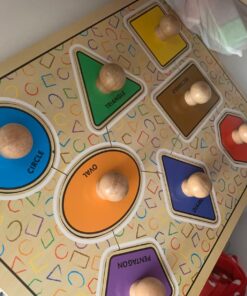 Melissa & Doug Deluxe Jumbo Knob Wooden Puzzle - Geometric Shapes (8 pcs) - Wooden Peg Chunky Baby Puzzle, Preschool Learning Puzzle, Wooden Puzzle Board For Toddlers Ages 1+ English Only 24 715HjENXnNL 1