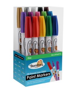 Alternative view of Thornton's Art Supply 15 Vibrant Premium Oil-Based Paint Craft Marker Pens 15-Count Fine Assorted Colors For Wood Glass Metal Stone and Ceramics | Safe For Kids | Opaque Pen for Craft