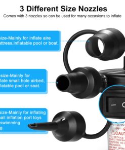 AGPTEK Electric Air Pump with 3 Nozzles, 110V AC/12V DC, Portable Quick-Fill Perfect Inflator/Deflator Pumps for Outdoor Camping, Inflatable Cushions, Air Mattress Beds, Boats, Swimming Ring 25 715IVLNTcnL