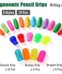 Alternative view of OSteed 21 Pcs Pencil Grips for Handwriting Correction, 3 Styles Pencil Grippers for Kids and Adults Writing Aid, Ergonomic Pen Holders for Toddlers Writing Practice Tools, Assorted Colors 3-style Trigonals, 21 Pcs