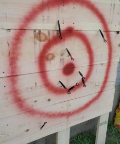 Perfect Point Throwing Knife Set – Set of 9 Throwers, Black Stainless Steel Blades w/Red Cord Wrapped Handles w/Chinese Inscription, Nylon Sheath, Well Balanced, Sport Knives – PP-060-9 26 715IwR3RvKL