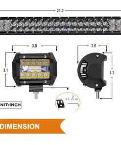 Rigidhorse LED Light Bar Kit 52 Inch 22 Inch Triple Row Flood Spot Beam Combo 32000LM 6500k 4PCS 4 Inch LED Cube Pods IP68 Chip Fog Offroad Work Driving LED Light Bars for Truck SUV ATV 4x4 50+20+4 led light bar kit 20 715JWh6BsWL