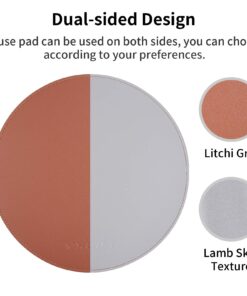 YXLILI Mouse Pad, Double-Sided Mouse Pads Small Round PU Leather Mouse Mat with Stitched Edge Waterproof Mouse Pads for Wireless Computer Mouse for Office Home Gaming Working Brown/Silver 19 715JalSC4mL