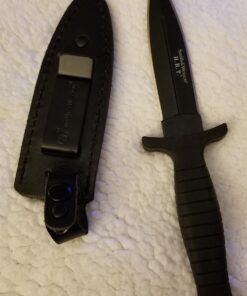 Smith & Wesson SWHRT9B 9in High Carbon S.S. Fixed Blade Knife with 4.7in Dual Edge Blade and TPE Handle for Outdoor, Tactical, Survival and EDC Standard Packaging 55 715K5r3iulL 1