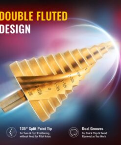 ZELCAN Large HSS Spiral Groove Step Drill Bit, 12 Sizes Titanium High Speed Steel 1/4" to 2-3/8" Drill Bit for Sheet Aluminium Metal Wood Hole Drilling, Big Multiple Hole Stepped Up Bit for DIY Lovers 1 PC Large HSS Step Drill Bit, 1/4" - 2-3/8" 11 715KQg1ZhtL