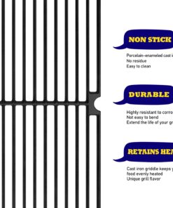 GGC Grill Grates Replacement for Brinkmann 810-8410-F, 810-2410-S, 810-2511-S, 810-2512-S, 810-8411-5, 810-9415-W and Others, 3 PCS Porcelain Coated Cast Iron Cooking Grate(17 3/4" x 8 15/16") 14 715KoHY1iBL