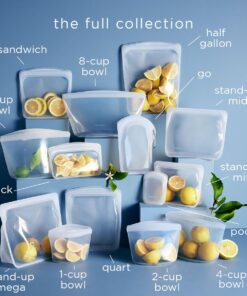 Stasher Reusable Silicone Storage Bag, Food Storage Container, Microwave and Dishwasher Safe, Leak-free, Sandwich, Clear Single 39 715MBYe1V4L