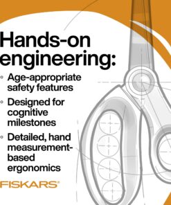 Alternative view of Fiskars 5" Left-Handed Softgrip Pointed-Tip Scissors for Kids 4-7 - Scissors for School or Crafting - Back to School Supplies - Blue Lightning 5 Inch Left Handed Blue Lightening