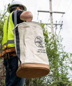 Klein Tools 5104CLR22 Heavy Duty Top Closing Bucket Made of No. 1 Canvas, Load Rated Up to 150-Pounds With Zipper on top, 22-Inch 10 715NJdolkmS