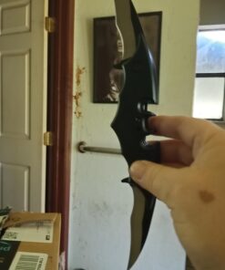 Dark Twin Blade Knife - Double Edge Folding Pocket with clip, 11" Stainless Steel Two Sharp Cut (Black) Black 48 715Nbzx6dQL