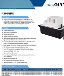Little Giant VCMA-15ULST 115 Volt, 65 GPH, 1/50 HP Automatic Condensate Removal Pump with Safety Switch and Tubing, Black/White, 554415 Includes Safety Switch/Tubing 48 715OMeNxMFL