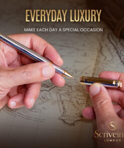 Scriveiner Silver Chrome Rollerball Pen - Stunning Luxury Pen with 24K Gold Finish, Schmidt Ink Refill, Best Roller Ball Pen Gift Set for Men & Women, Professional, Executive Office, Nice, Fancy Pens - Silver with Chrome 29 715PUQylQVL