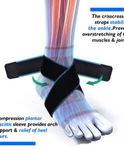 U-pick Ankle Brace for Plantar Fasciitis Support, Compression Sock Adjustable Strap for Heel Spur Achilles Tendonitis & Perineal Tendonitis & Sprained Ankle, Heel Pain Relief (Single/Blue) Blue-Single 20 715Pi0 L2dL