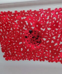 iDesign Blumz Floral BPA-Free Flexible PVC Plastic Large Sink Protector Mat - 16" x 12.5", Red 14 715QPKGjrmL
