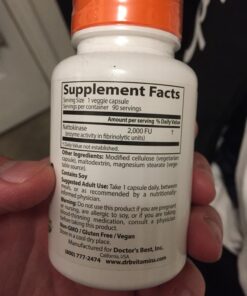 Doctor's Best Nattokinase - 2, 000 FU of Enzyme, Supports Heart Health & Circulatory & Normal Blood Flow, Non-GMO, Gluten Free, Vegan, 90 VC (DRB-00125) 90VC 34 715Shs7hqAL 1