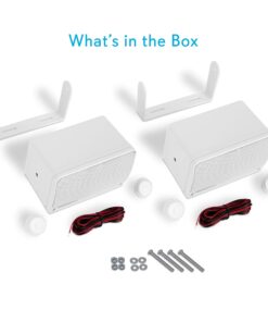 Pyle 3-Way Weatherproof Outdoor Speaker Set - 3.5 Inch 200W Pair of Marine Grade Mount Speakers - in a Heavy Duty ABS Enclosure Grill - Home, Boat, Poolside, Patio, Indoor Outdoor Use -PLMR24 (White) Standard Packaging 29 715TSgkh4L