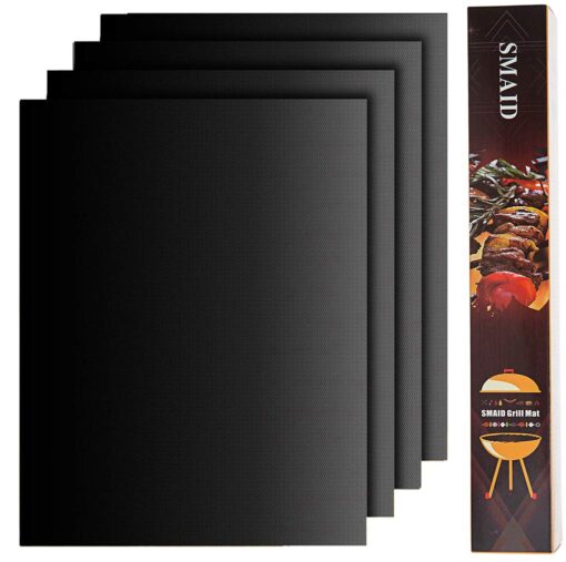 Smaid - Black Grill Mat - Grill Mats Non Stick, Grill mats for Outdoor Gas Grill - Reusable and Easy to Clean - Works on Gas, Charcoal, Electric Grill and More - 15.75 x 13 Inch……………… Black-4