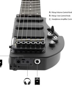 Asmuse Foldable Travel Headless Electric Guitar with Built In Headphone Jack Full-Scale Overhead Guitar ALP AD-80 Ultra-Light Portable and Rechargeable with USB Cable and Gig Bag E-guitar 15 715UF4bHlL