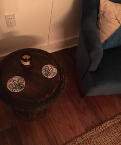 Thirstystone Monterey Bay 4 Pack Round Absorbent Stone Coasters with Protective Cork Backing Manufactured in the USA Artistic Absorbent Easily Wipes Clean 36 715WrAx9kyL