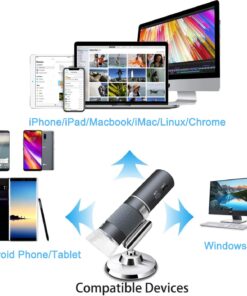 Jiusion WiFi USB Digital Handheld Microscope, 50 to 1000x Wireless Magnification Endoscope 8 LED Mini Camera with Metal Stand Compatible with iPhone iPad Mac Windows Android 35 715X7zWgmDL