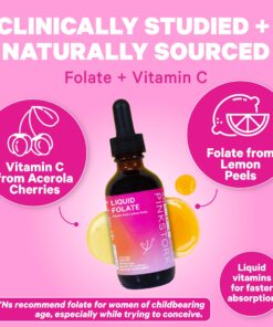 Pink Stork Liquid Folate: Whole-Food Vitamin B9 from Lemon Peels, Natural Folic Acid with Vitamin C, Liquid Prenatal Vitamins for Women, Pregnancy Must Haves, Women-Owned, 2 oz 16 715XQLe3znL
