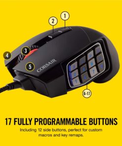 Corsair Scimitar Pro RGB - MMO Gaming Mouse - 16,000 DPI Optical Sensor - 12 Programmable Side Buttons - Black 22 715XU7j8yGL