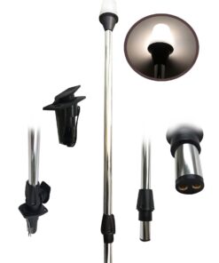 Alternative view of Pactrade Marine 12V Marine Boat Yacht Pontoon Navigation Anchor Light 360 Degrees All Around White Color Splashproof Black Housing Incandescent Plug-in Base with Nylon Socket (H=24")