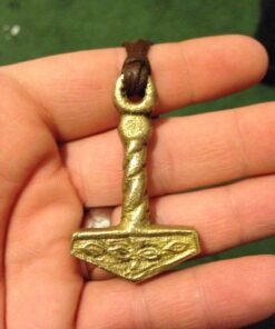 Norse Tradesman Thor's Hammer Necklace - Solid Brass Mjolnir Pendant with Adjustable Genuine Leather Cord 28 715XyFg9AJL