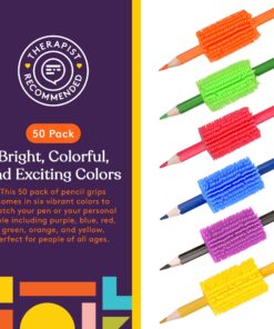 Special Supplies 50 Squishy Pencil Grips for Kids and Adults - Colorful, Cushioned Holders for Handwriting, Drawing, Coloring - Ergonomic Right or Left-Handed Use - Reusable (50) 50 Count (Pack of 1) 21 715Y3Rc7LUL