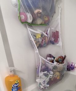 Original Tub Cubby Bath Toy Storage - Hanging Bath Toy Holder, with Suction & Adhesive Hooks, 14"x20" Mesh Net Shower Caddy for Kids Bathroom Decor, Bedroom & Car Toy Organizer - Bonus Hooks Original Tub Cubby 33 715YhtPLliL