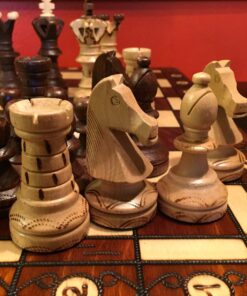 Wegiel Handmade European Ambassador Chess Set - Wooden 21 Inch Beech & Birch Board with Felt Base - Carved Hornbeam & Sycamore Wood Chess Pieces Ambassador - Brown 108 715a4N6RAL