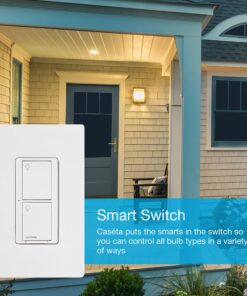 Lutron Caseta Smart Lighting Switch for All Bulb Types or Fans | Neutral Wire Required | PD-6ANS-WH | White 1 Pack Smart Switch 33 715aKkn0GXL