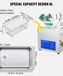 VEVOR Commercial Ultrasonic Cleaner 6L Professional Ultrasonic Cleaner 40kHz with Digital Timer&Heater 110V Excellent Cleaning Machine for Watch Instruments Industrial Parts Excellent Cleaner Solution 46 715adUnydlL