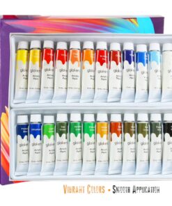 glokers Premium Acrylic Paint Set 24 Acrylic Paint Color Tubes, 10 Professional Paintbrushes, 2 Pcs Canvas Panel, Plastic Palette - Perfect Gift For Beginners, Adults, Students Or Professionals 9 715asuOV3AL
