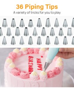 Kootek 42pcs Piping Bags and Tips Set, Cake Decorating Supplies Kits for Baking with 36 Numbered Frosting Icing Tips, 2 Reusable Pastry Bags, Easy Carry Storage Box and Other Baking Tools 27 715b5rdEQ4L