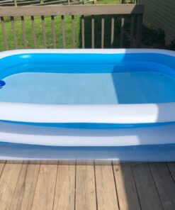 Intex 56483EP Inflatable 8.5' x 5.75' Swim Center Family Pool for 2-3 Kids, Backyard Splash Pool for Children 6+ Years Old, 198-Gallons, Blue & White Family Swim Center 47 715bQdhqCZL 1