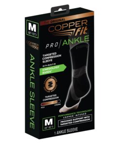 Copper Fit Pro Series Unisex Ankle Compression Sleeve Medium Black with Copper Trim 1 11 715cQemp08L