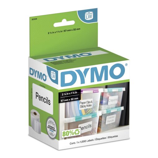 DYMO Authentic LW Multi-Purpose Labels, DYMO Labels for LabelWriter Printers, Great for FBA/FNSKU Barcodes, 1-1/4" x 2-1/4", 1 Roll of 1000 1,000 labels Multipurpose Labels