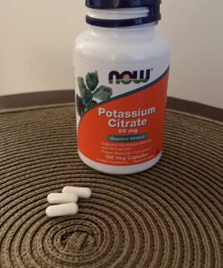 NOW Supplements, Potassium Citrate 99 mg, Supports Electrolyte Balance and Normal pH*, Essential Mineral, 180 Veg Capsules 180 Count (Pack of 1) Standard Packaging 38 715fh34stGL