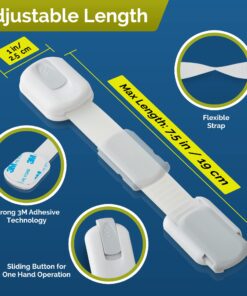 Child Safety Strap Locks (10 Pack) Baby Locks for Cabinets and Drawers, Toilet, Fridge & More. 3M Adhesive Pads. Easy Installation, No Drilling Required, White/Gray 29 715fyd2qgL