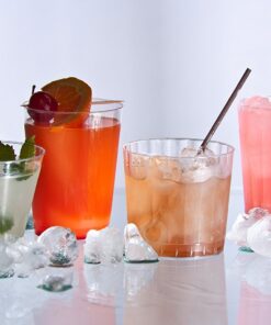 Party Essentials 9 oz Disposable Party Cups, Old Fashioned Tumblers, Cocktail Wine Glasses for Home, Picnic, Wedding, Birthday, 100 Count (Pack of 1), Clear, Hard Plastic 100 Count (Pack of 1) 15 715g sxl1RL