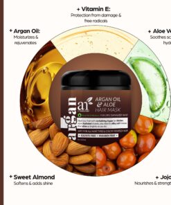 Artnaturals Argan Hair Mask Conditioner - (8 Oz/226g) - Deep Conditioning Treatment - Organic Jojoba Oil, Aloe Vera & Keratin - Repair Dry, Damaged, Color Treated, Natural Hair Growth - Sulfate Free 37 715g2GBP2mL