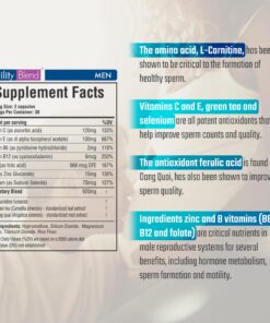 Fertility Blend Daily Wellness for Men - Male Fertility Supplement, Vitamin Blend Pills - Male Count Booster Supplements, Increase Conception - Fertility Supplements for Men - 60 Capsules, 1 Pack 60 Count (Pack of 1) 8 715gn7YHtiL