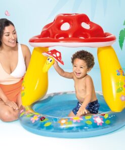 Alternative view of INTEX 57114EP Mushroom Baby Pool: Built-In Mushroom Shade – Soft Inflatable Floor – Durable Vinyl – Ages 1-3 – 40" x 35"