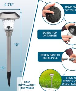 Morvat LED Auto Solar Powered Outdoor Path Lights with Stainless Steel & Glass Lens for Garden Yard & Pathway, Bright Waterproof Landscape & Patio Lighting, Dusk to Dawn, White Light, 8 Pack 16 715hfRXLZxL