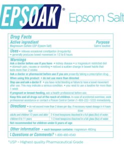 Epsoak Epsom Salt 19 lb Resealable Bulk Bag, Magnesium Sulfate USP. Unscented, Made in The USA, Cruelty-Free Certified 19 Pound (Pack of 1) 25 715hhJZewaL 3