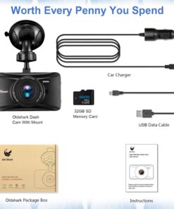 Dash Cam 1080P Full HD 3 Inch Dashboard Camera Car Recorder with 32GB Card 170°Wide Angle Dashcam Driving Loop Recording G-Sensor 55 715igmJtGmL