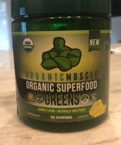 Organic Muscle Superfood Greens Powder Drink Mix - Organic Super Green Detox Supplement for Gut & Digestive Health with Spirulina, Chlorella, Probiotic & Prebiotic - Vegan & Non-GMO, 30 Servings Citrus Sunrise Greens X-Large (Pack of 1) 41 715kW2PSAL