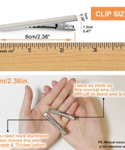 HiJeaton 60Pcs Alligator Hair Clips for Hair Bows,(6cm/2.36") Bow Clips Bulk, Gator Metal Clip, Hairdresser Clips for Bow Making, Large Plain DIY Clips Supplies for Crafts (6cm/2.36") 6cm (60Pcs Upgrade & Thicken) 11 715kwfp2vhL